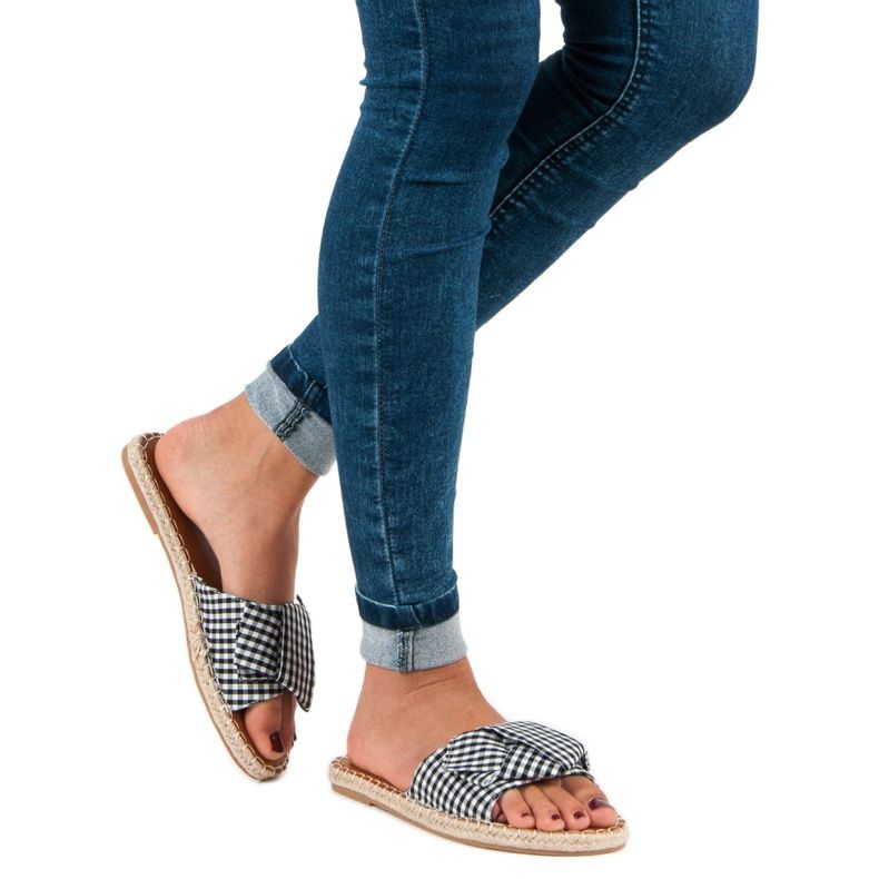 Seastar Babouches noires à carreaux blanche le noir 2 Seastar Babouches noires à carreaux blanche le noir 2