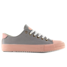 Baskets sur caoutchouc coloré W-3051 Gris / Rose 2