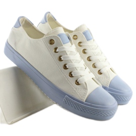 Baskets sur caoutchouc coloré W-3051 Bleu blanche 5