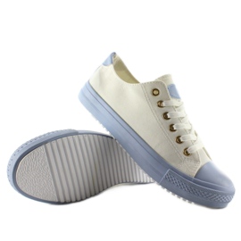 Baskets sur caoutchouc coloré W-3051 Bleu blanche 3