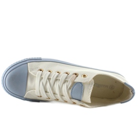 Baskets sur caoutchouc coloré W-3051 Bleu blanche 4