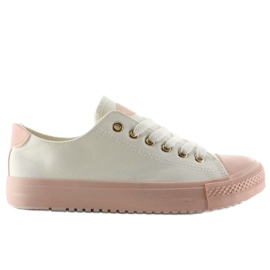 Baskets sur caoutchouc coloré W-3051 Blanc blanche 2