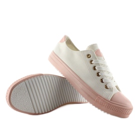 Baskets sur caoutchouc coloré W-3051 Blanc blanche 3