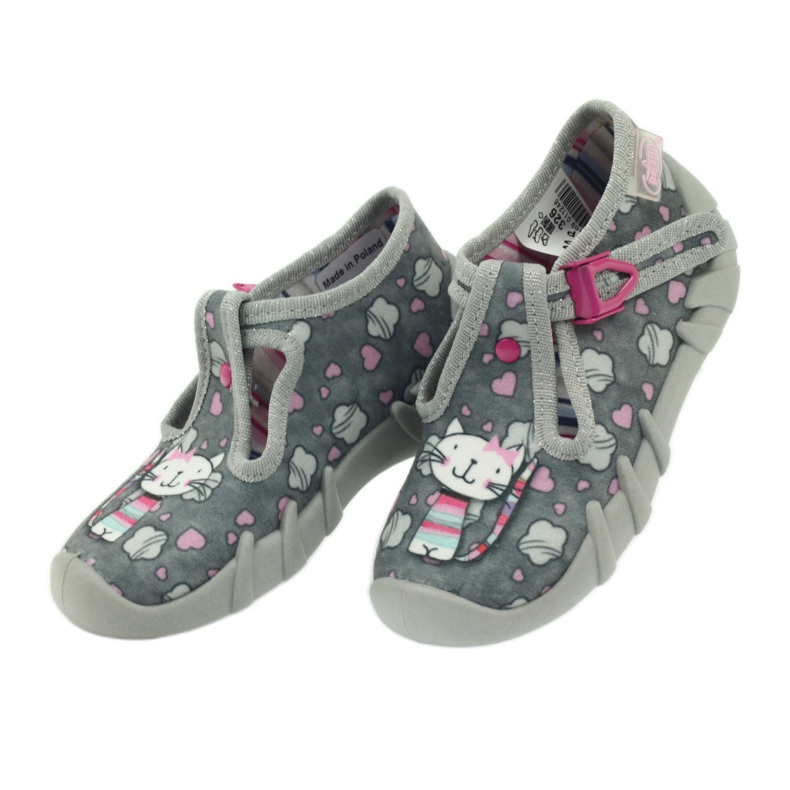 Chaton Befado 110p326 pantoufles blanc gris rose 4