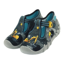 Befado chaussures pour enfants 110p321 pantoufles le noir bleu gris jaune 4