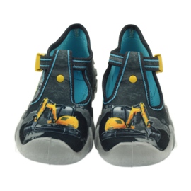 Befado chaussures pour enfants 110p321 pantoufles le noir bleu gris jaune 3