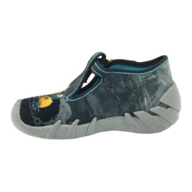 Befado chaussures pour enfants 110p321 pantoufles le noir bleu gris jaune 2