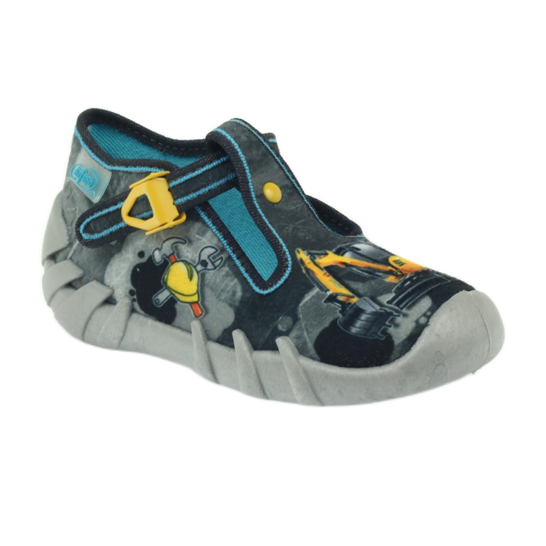 Befado chaussures pour enfants 110p321 pantoufles noir bleu gris jaune 1