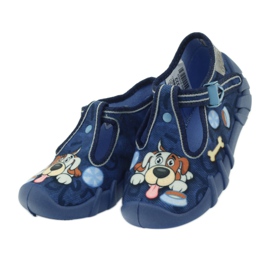 Befado 110p322 pantoufles sur fermoirs avec un chien bleu orange bleu marin 4