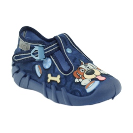 Befado 110p322 pantoufles sur fermoirs avec un chien bleu orange bleu marin 1