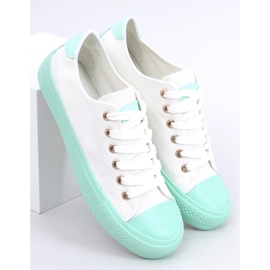 Sneakers sur un caoutchouc coloré W-3051 Vert blanc 1