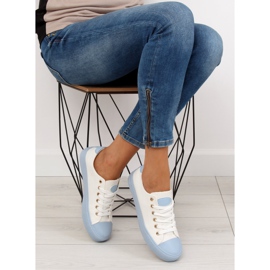 Baskets sur caoutchouc coloré W-3051 Bleu blanche 2