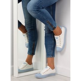 Baskets sur caoutchouc coloré W-3051 Bleu blanche 6