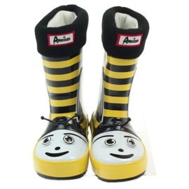 American Club Bottes de pluie américaines semelle chaussette enfant le noir jaune 4