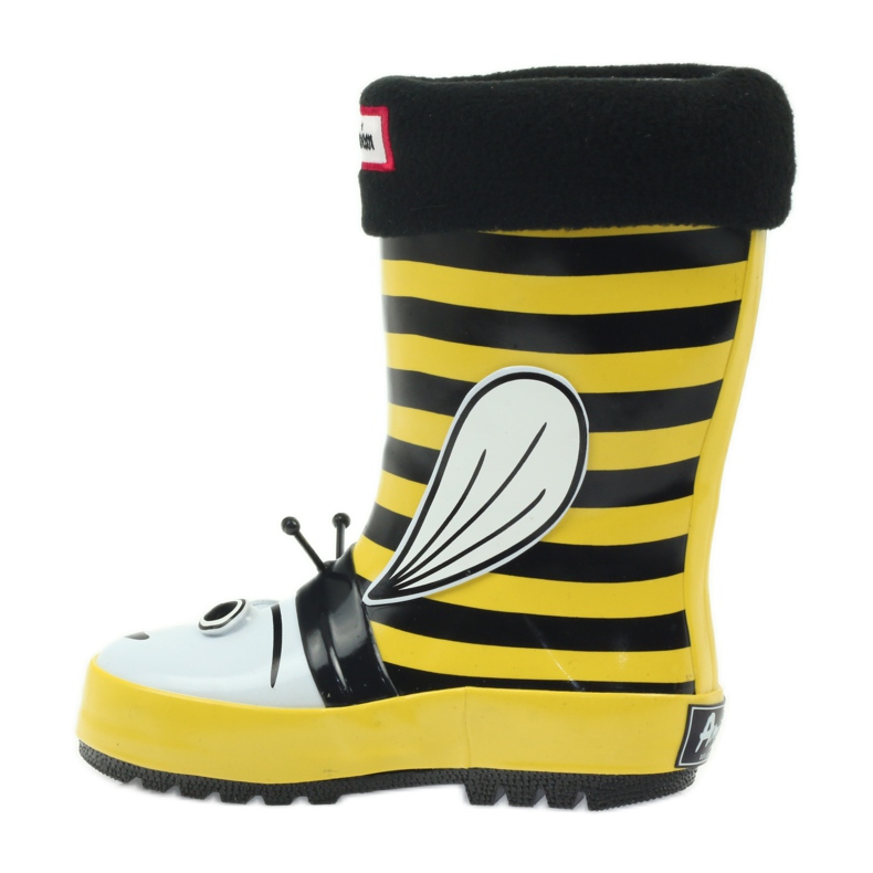 American Club Bottes de pluie américaines semelle chaussette enfant le noir jaune 2 American Club Bottes de pluie américaines semelle chaussette enfant le noir jaune 2