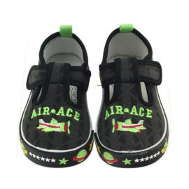 Baskets enfant velcro noir American Club 207/2018 blanc vert 4