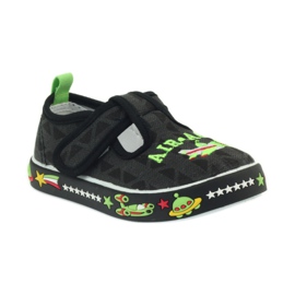 Baskets enfant velcro noir American Club 207/2018 blanc vert 1