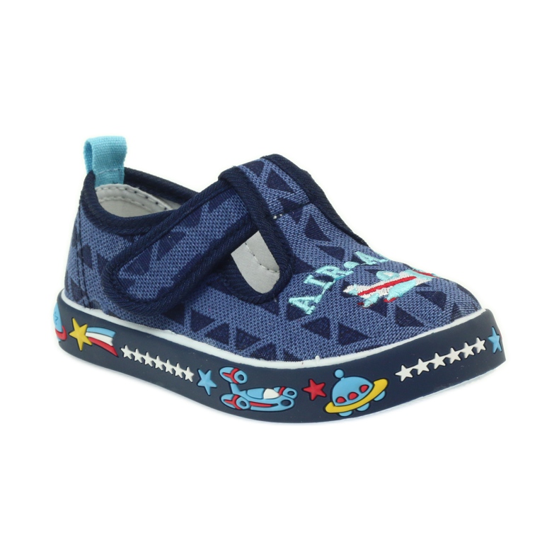 American Club Baskets américaines chaussures pour enfants semelle intérieure en cuir bleu marin 1