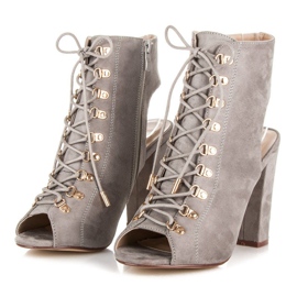 Seastar Bottines en daim à bout ouvert gris 1