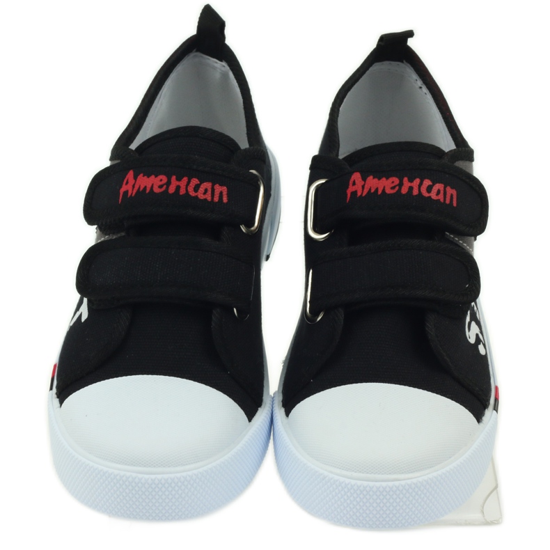 American Club Baskets pour enfants avec le drapeau américain Velcro noir blanc gris rouge 4