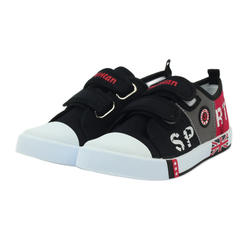 American Club Baskets pour enfants avec le drapeau américain Velcro noir blanc gris rouge 3