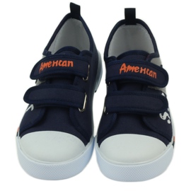 American Club Chaussures enfants baskets avec un drapeau Velcro américain bleu marine blanc orange gris 4