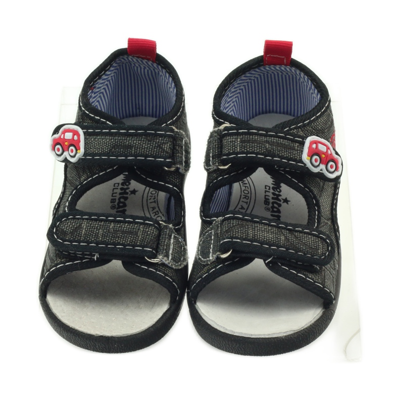 American Club sandales américaines chaussures enfant semelle cuir noir gris rouge 4