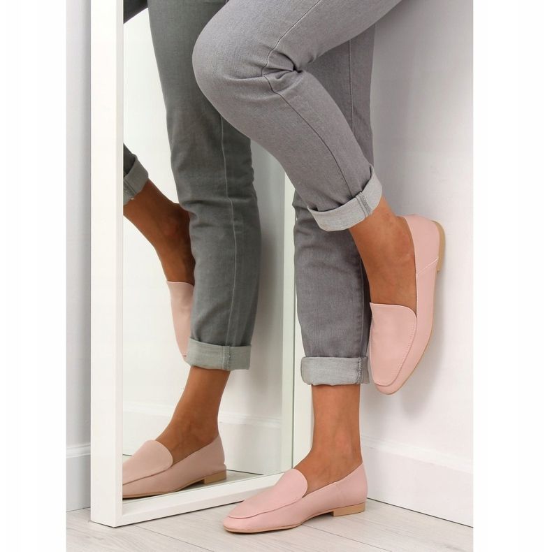Mocassins souples façon cuir de veau 1182 Rose 1