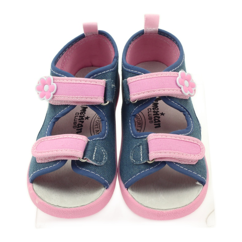 American Club sandales américaines chaussures enfant semelle cuir bleu rose 4
