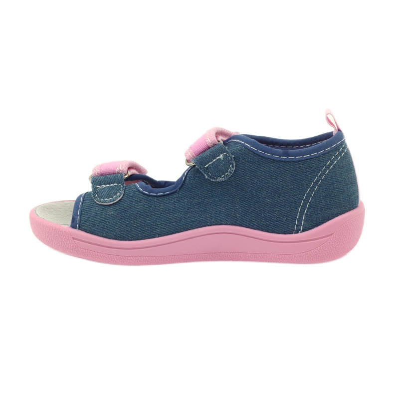 American Club sandales américaines chaussures enfant semelle cuir bleu rose 2