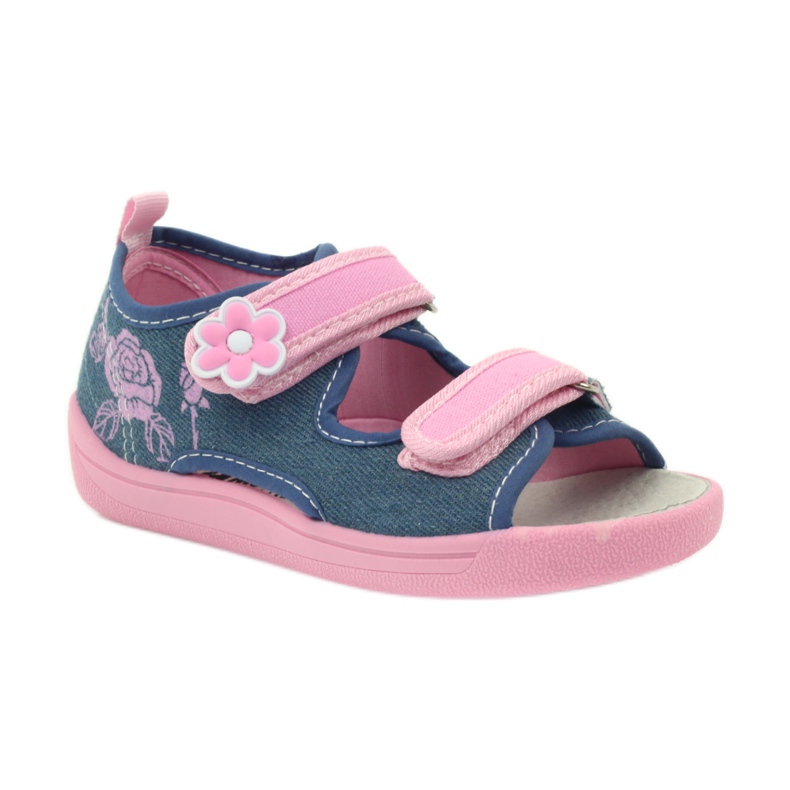American Club sandales américaines chaussures enfant semelle cuir bleu rose 1