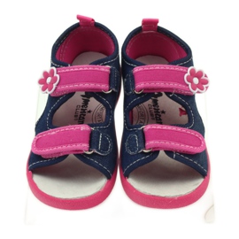 American Club sandales américaines chaussures enfant semelle cuir rose bleu marine 4