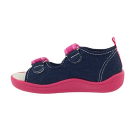 American Club sandales américaines chaussures enfant semelle cuir rose bleu marine 2