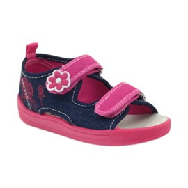 American Club sandales américaines chaussures enfant semelle cuir rose bleu marin 1