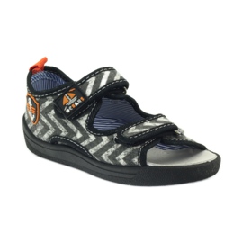 American Club sandales américaines chaussures enfant semelle cuir noir orange gris 1