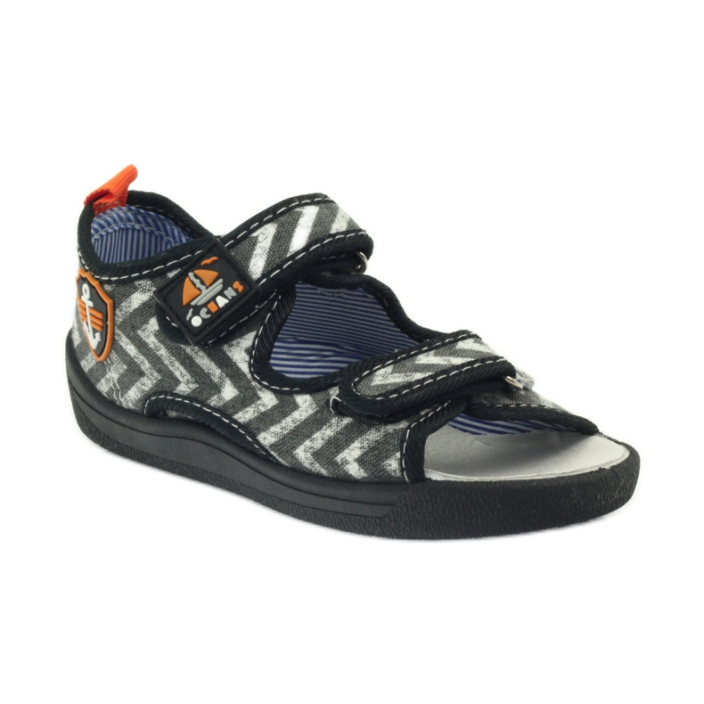 American Club sandales américaines chaussures enfant semelle cuir noir orange gris 1