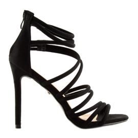 Sandales noires LE039 noires sur talon haut 1