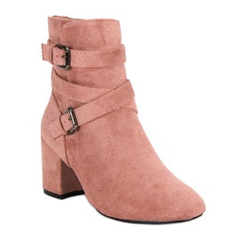 Seastar Bottines à talons en daim rose 1