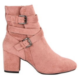 Seastar Bottines à talons en daim rose 3