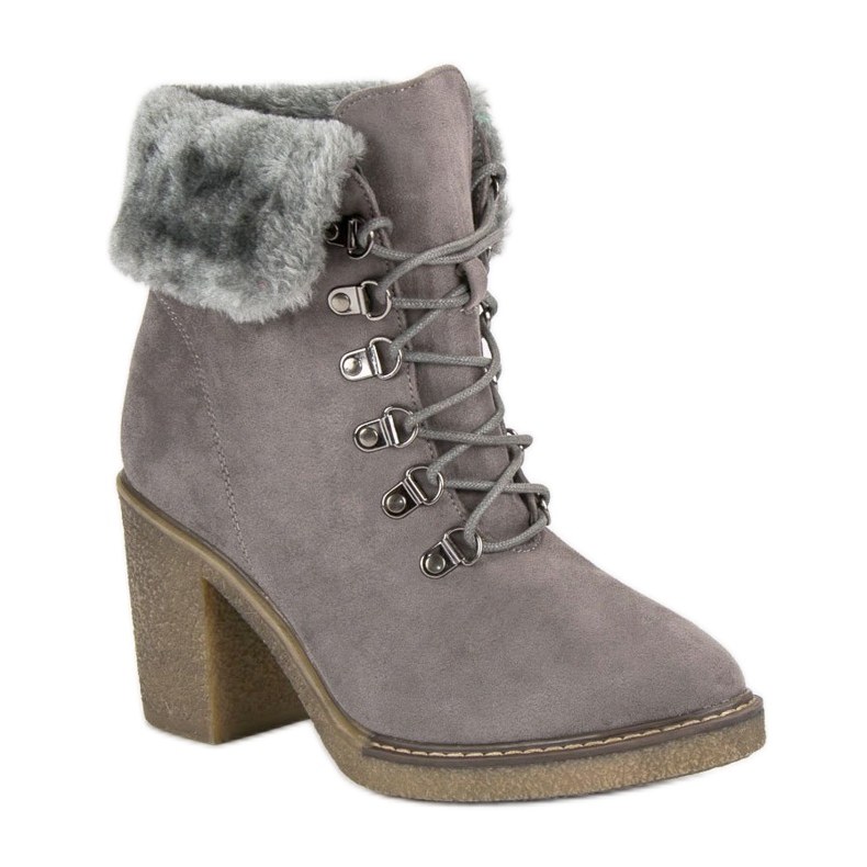 Seastar Bottines à lacets avec fourrure gris 1