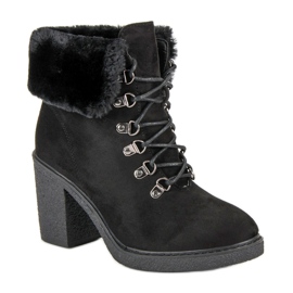 Seastar Bottines à lacets avec fourrure le noir 3
