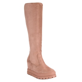 Seastar Bottes compensées en daim rose 1