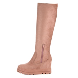 Seastar Bottes compensées en daim rose 2
