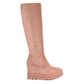 Seastar Bottes compensées en daim rose 3