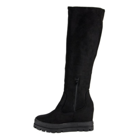 Seastar Bottines compensées en daim le noir 2