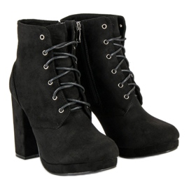Small Swan Bottines à lacets sur un poteau le noir 1