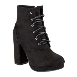 Small Swan Bottines à lacets sur un poteau le noir 2