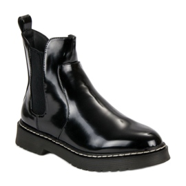 Small Swan Bottines Chelsea laquées le noir 1