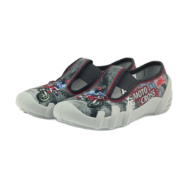 Befado chaussures pour enfants pantoufles 290x166 gris rouge 3