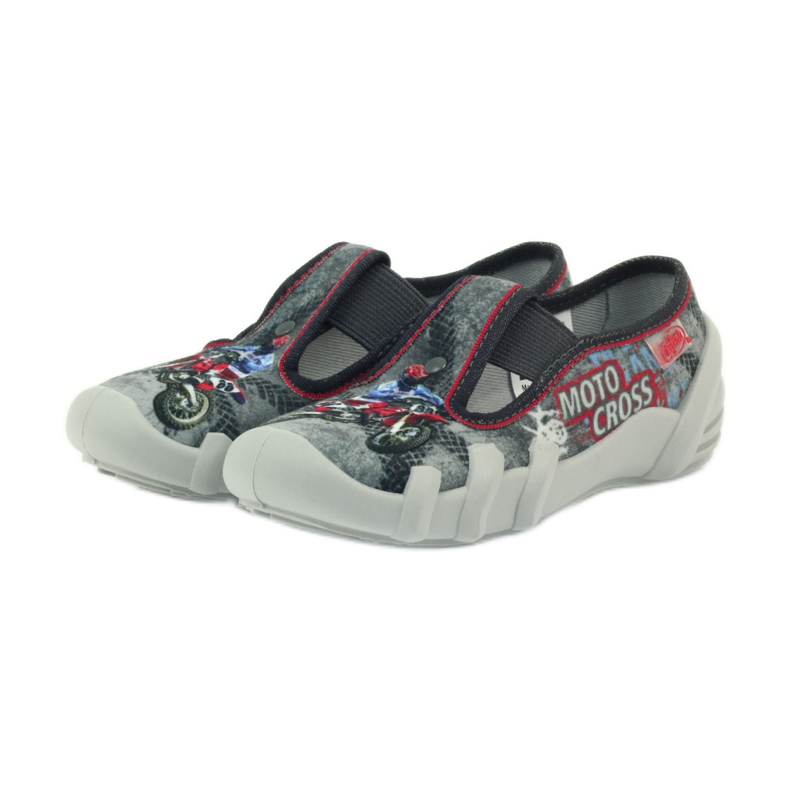 Befado chaussures pour enfants pantoufles 290x166 gris rouge 3